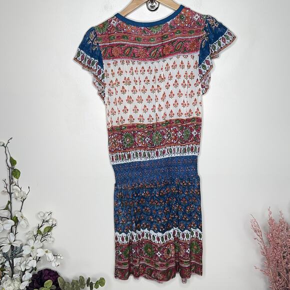 FAHERTY Bemiini Dress Blue Multi Floral Western Drop Waist {3H54} - Picture 3 of 6